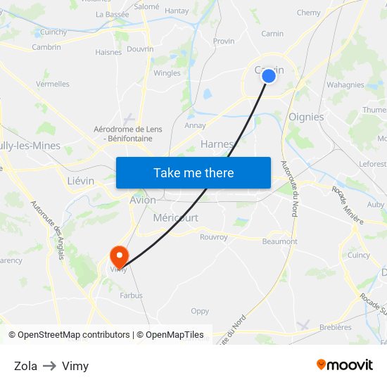 Zola to Vimy map