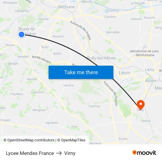 Lycee Mendes France to Vimy map