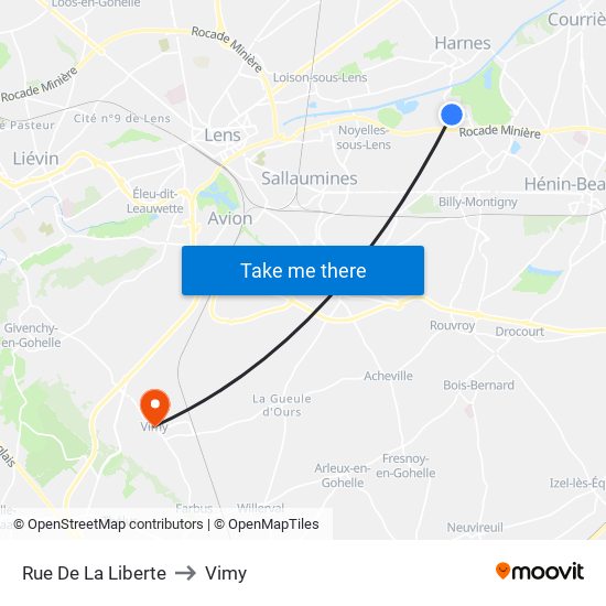 Rue De La Liberte to Vimy map