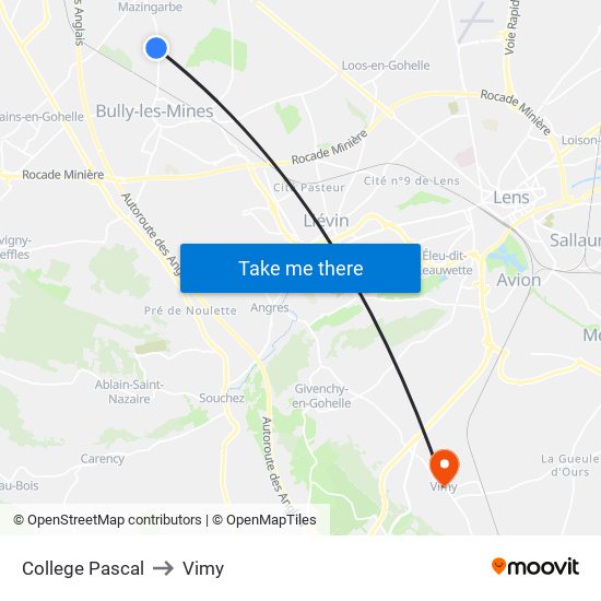 College Pascal to Vimy map