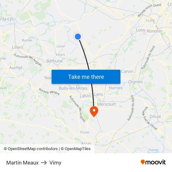 Martin Meaux to Vimy map