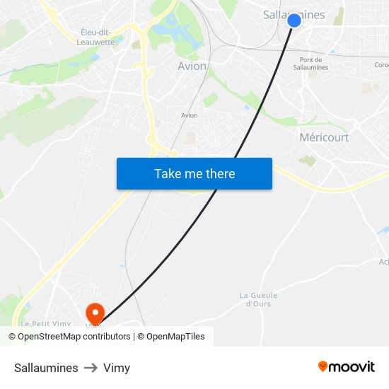 Sallaumines to Vimy map