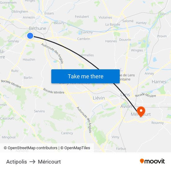 Actipolis to Méricourt map