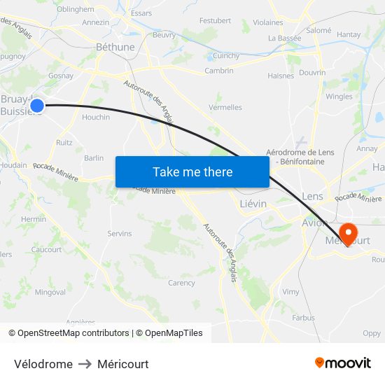 Vélodrome to Méricourt map