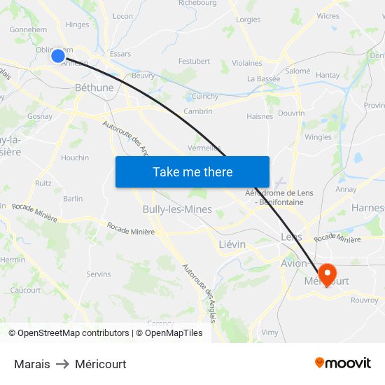 Marais to Méricourt map