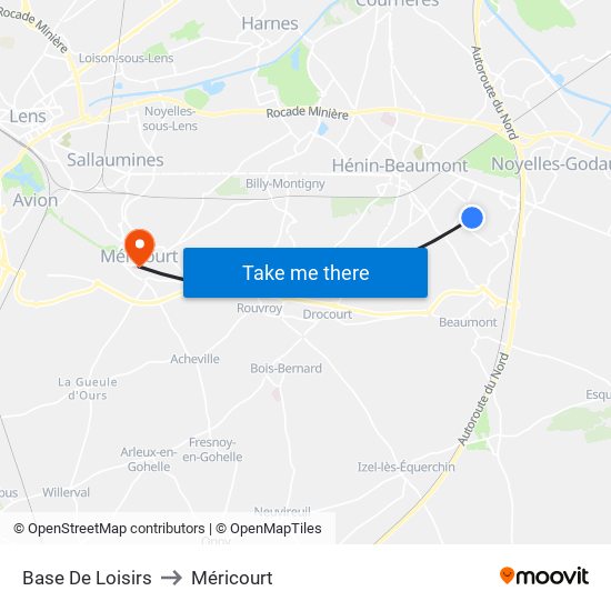 Base De Loisirs to Méricourt map