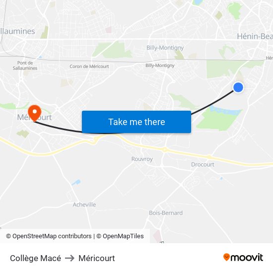 Collège Macé to Méricourt map