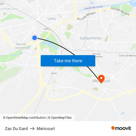 Zac Du Gard to Méricourt map