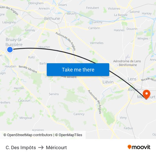 C. Des Impôts to Méricourt map