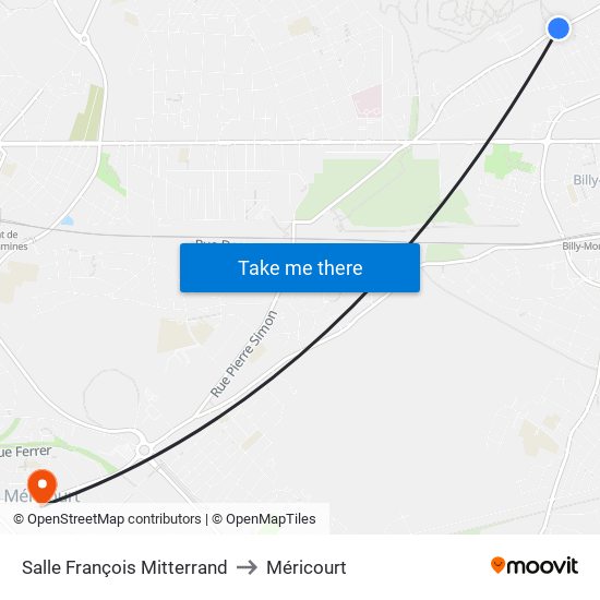 Salle François Mitterrand to Méricourt map