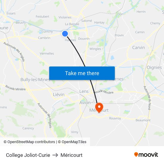 College Joliot-Curie to Méricourt map