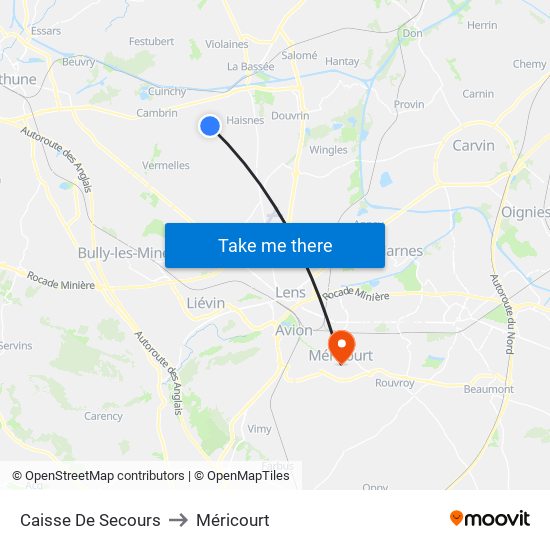 Caisse De Secours to Méricourt map