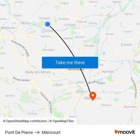Pont De Pierre to Méricourt map