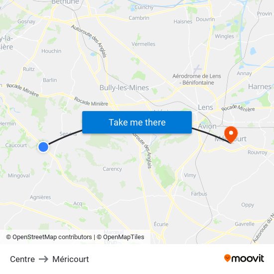 Centre to Méricourt map