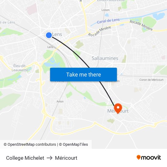College Michelet to Méricourt map