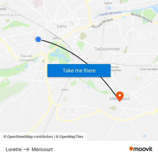 Lorette to Méricourt map