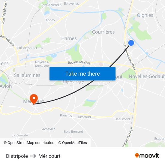 Distripole to Méricourt map