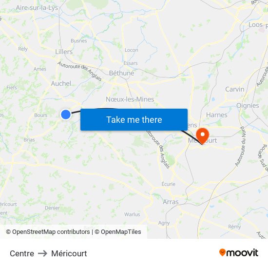 Centre to Méricourt map