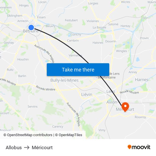 Allobus to Méricourt map