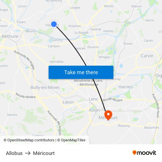 Allobus to Méricourt map