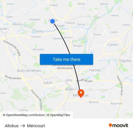 Allobus to Méricourt map