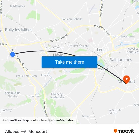 Allobus to Méricourt map