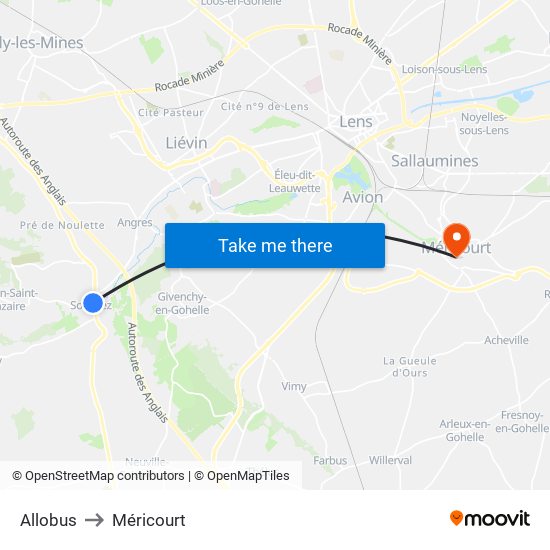Allobus to Méricourt map