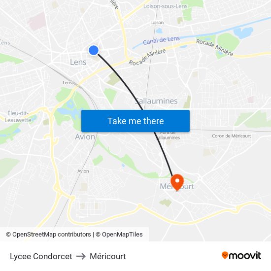 Lycee Condorcet to Méricourt map