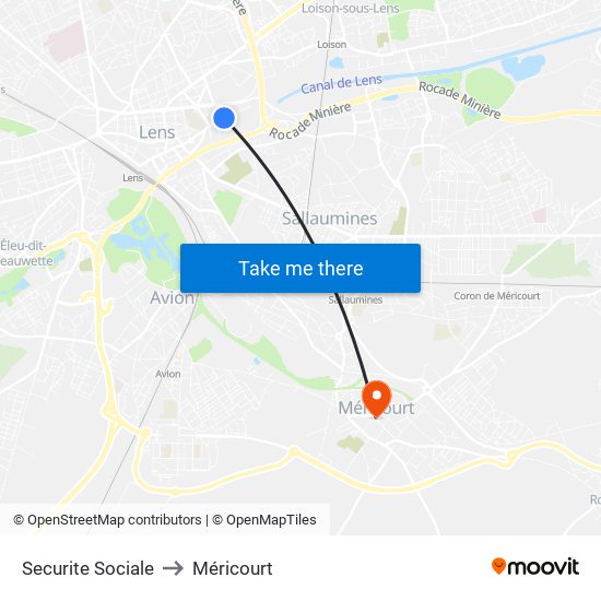 Securite Sociale to Méricourt map