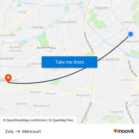 Zola to Méricourt map