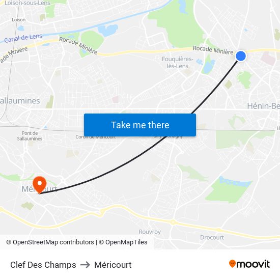 Clef Des Champs to Méricourt map