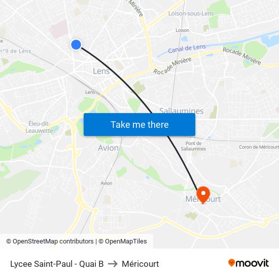 Lycee Saint-Paul - Quai B to Méricourt map
