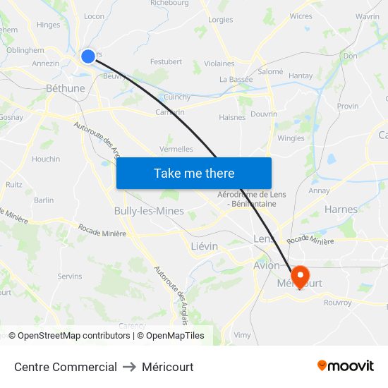 Centre Commercial to Méricourt map