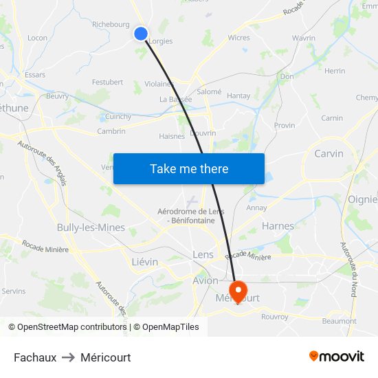 Fachaux to Méricourt map