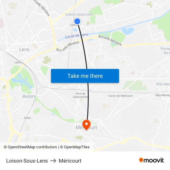 Loison-Sous-Lens to Méricourt map