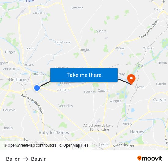 Ballon to Bauvin map