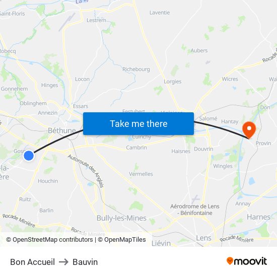 Bon Accueil to Bauvin map