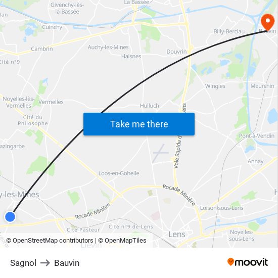 Sagnol to Bauvin map