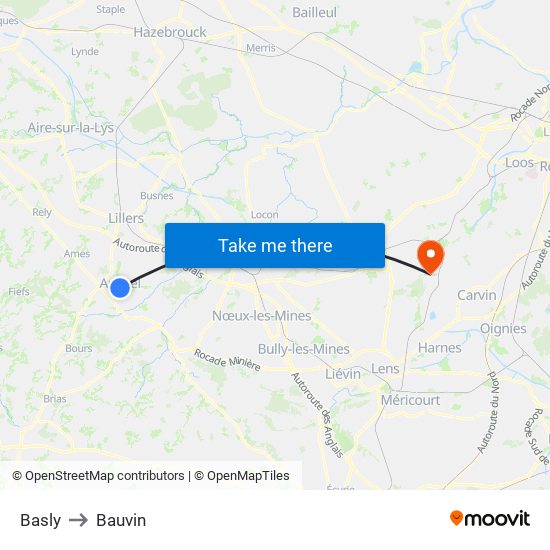 Basly to Bauvin map