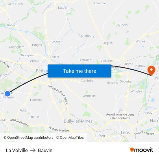 La Volville to Bauvin map