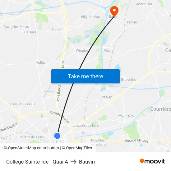 College Sainte-Ide - Quai A to Bauvin map
