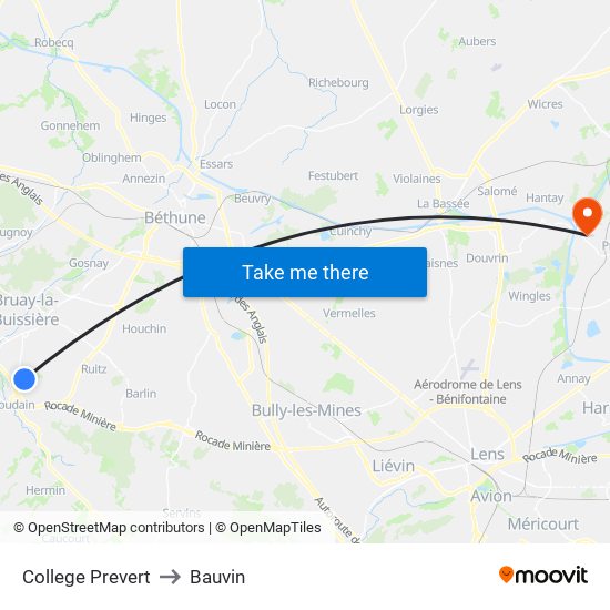 College Prevert to Bauvin map