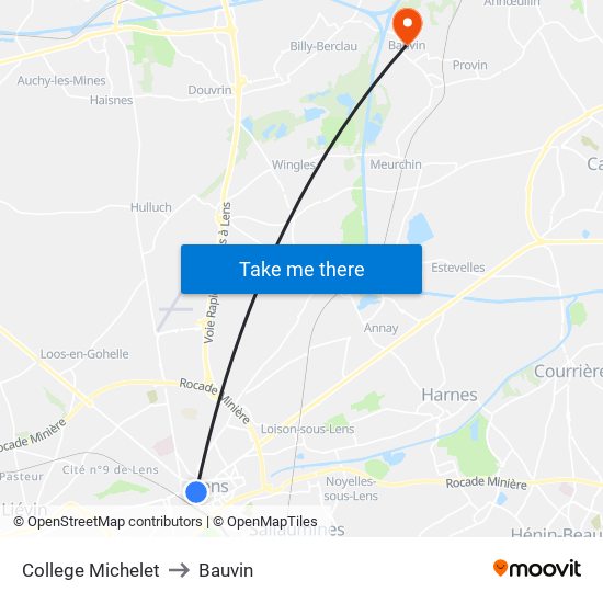 College Michelet to Bauvin map