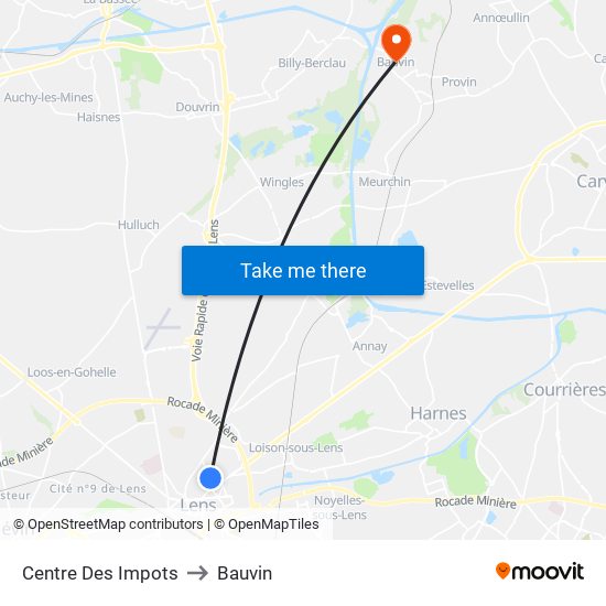 Centre Des Impots to Bauvin map