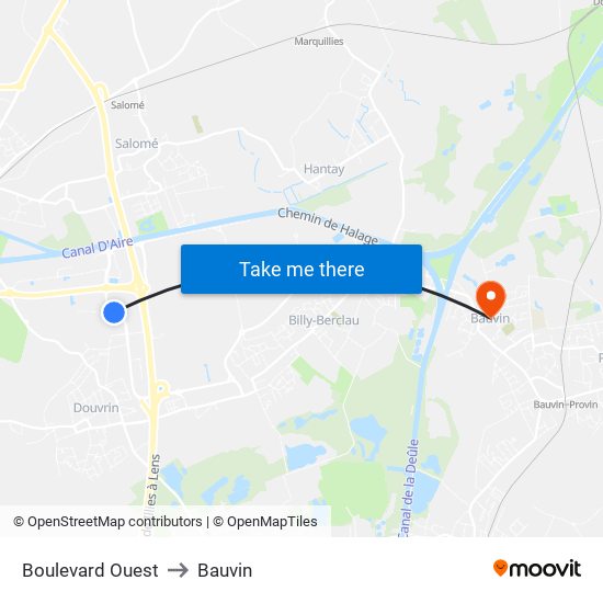 Boulevard Ouest to Bauvin map