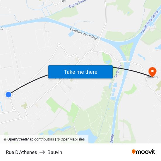 Rue D'Athenes to Bauvin map