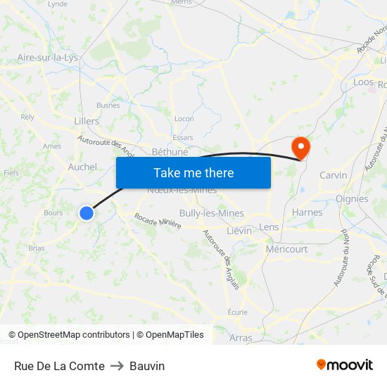 Rue De La Comte to Bauvin map