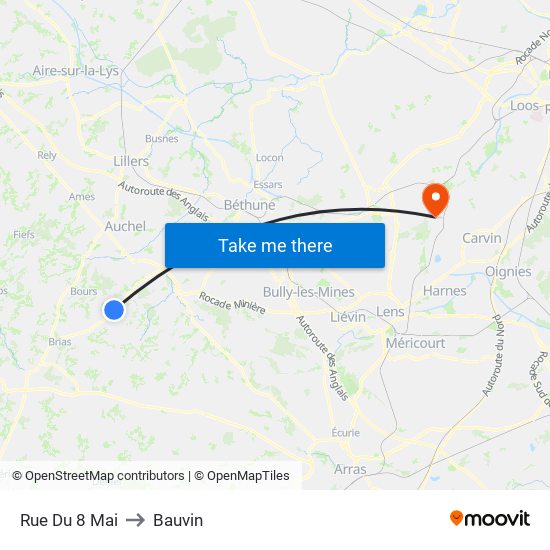 Rue Du 8 Mai to Bauvin map