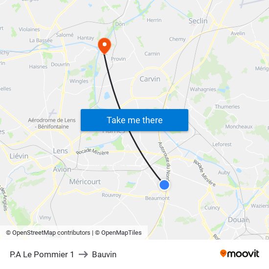 P.A Le Pommier 1 to Bauvin map