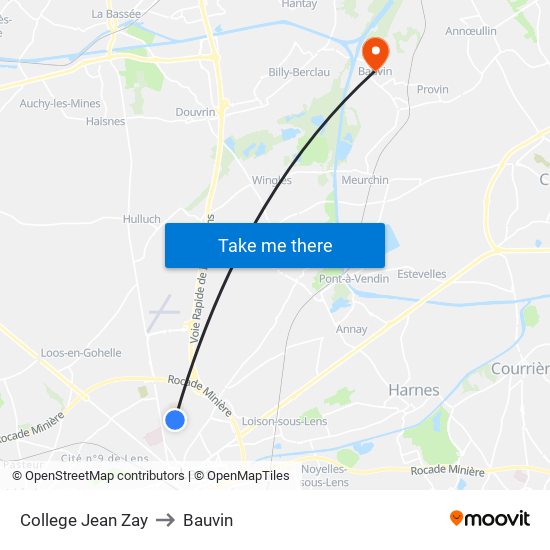 College Jean Zay to Bauvin map